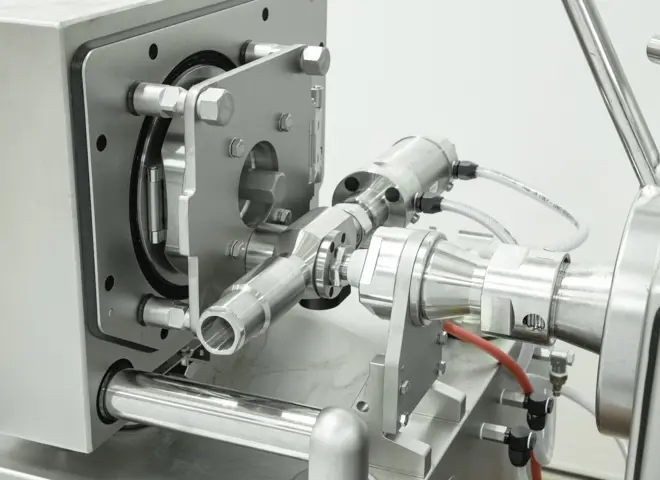 Vemag HP10L + VS227 + AH 219 Vemag højkapacitets pølselinje med ophænger | Pølsestopper og pølsesprøjte til fødevareindustrien | Nemco